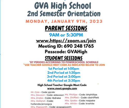 GVA HS Spring Semester 2023