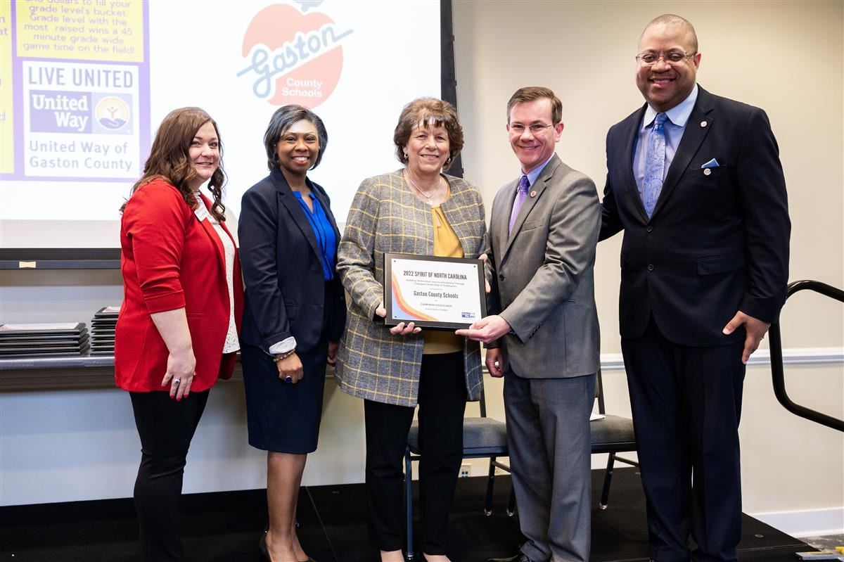 Gaston County Schools received Spirit of NC award.