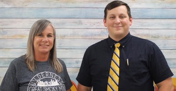 Mother and son teaching at Holbrook Middle School