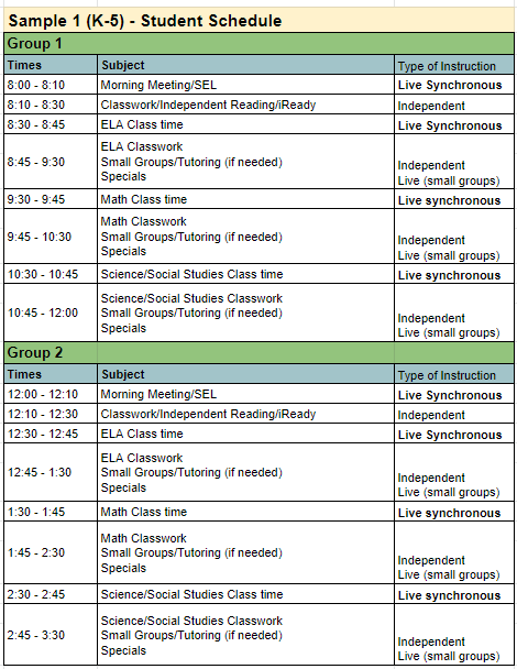 Sample Schedule