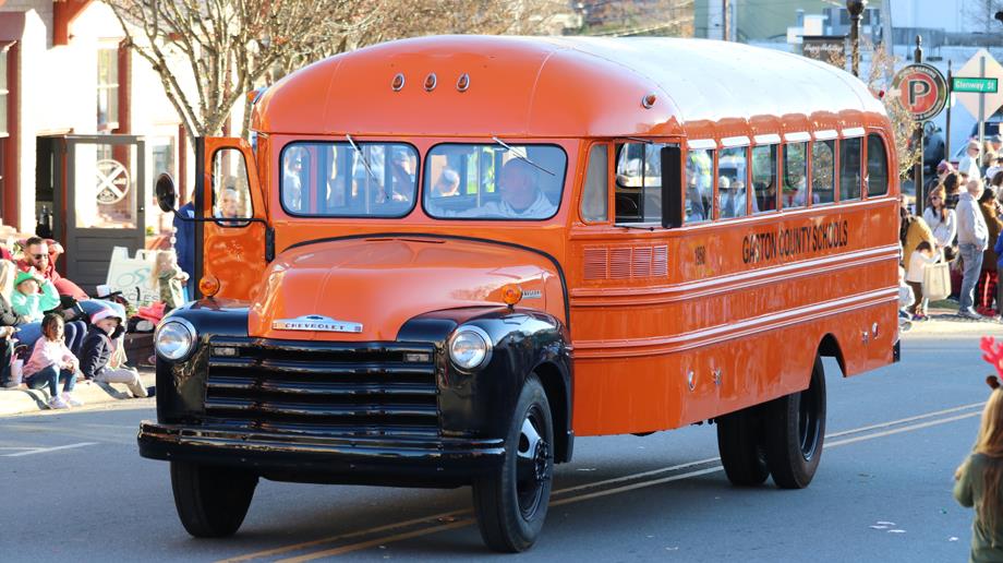 Classic 1950 Orange Bus, Belmont Parade