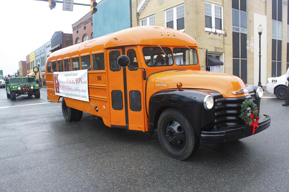 Classic 1950 Orange Bus, Cherryville Parade