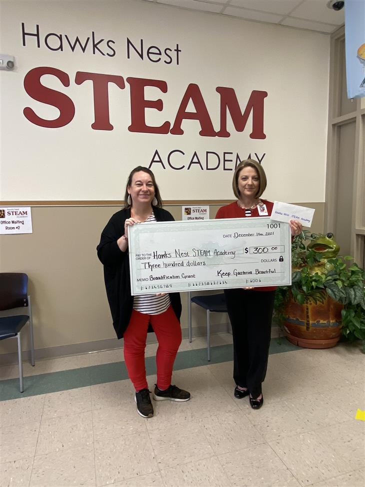 Hawks Nest STEAM Academy received a $300 beautification grant from Keep Gastonia Beautiful.