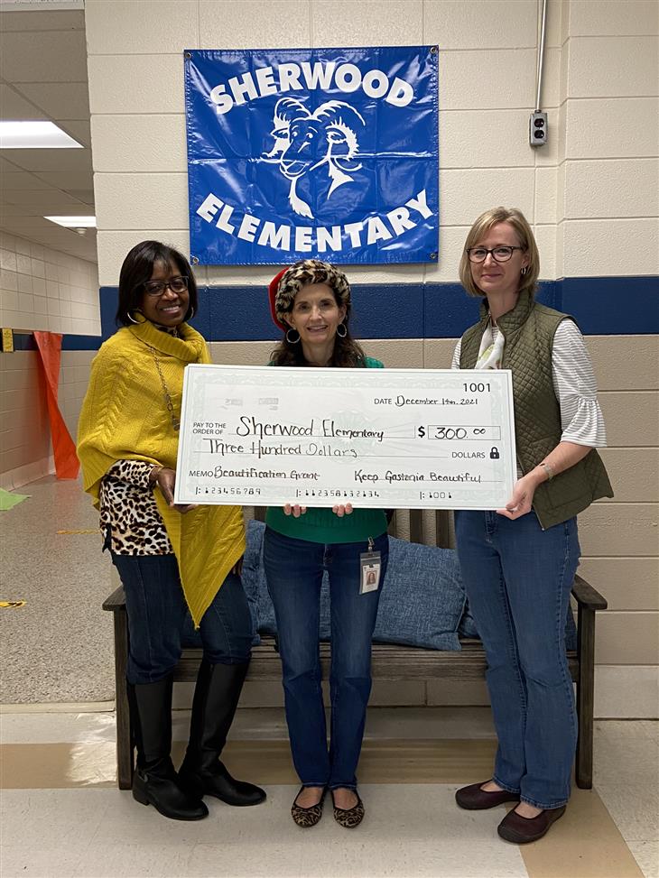 Sherwood Elementary received a $300 beautification grant from Keep Gastonia Beautiful.