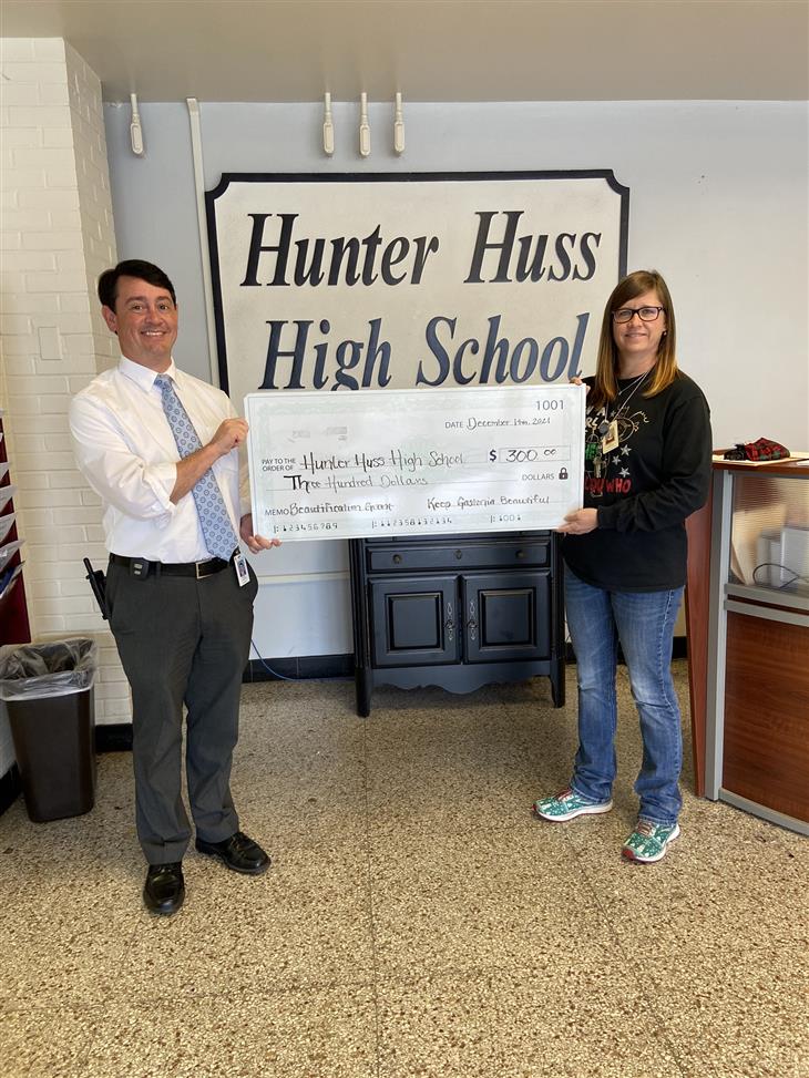 Hunter Huss High School received a $300 beautification grant from Keep Gastonia Beautiful.