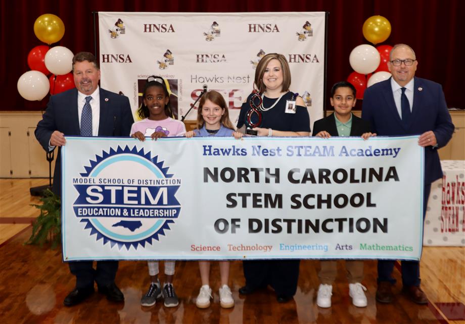 Hawks Nest STEAM Academy, which was named a 2024 North Carolina STEM School of Distinction, enjoyed a visit by the current North Carolina Teacher of the Year Heather Smith, an eighth-grade math teacher in Haywood County Schools. Smith, who strongly believes in connecting what is taught to real-life
